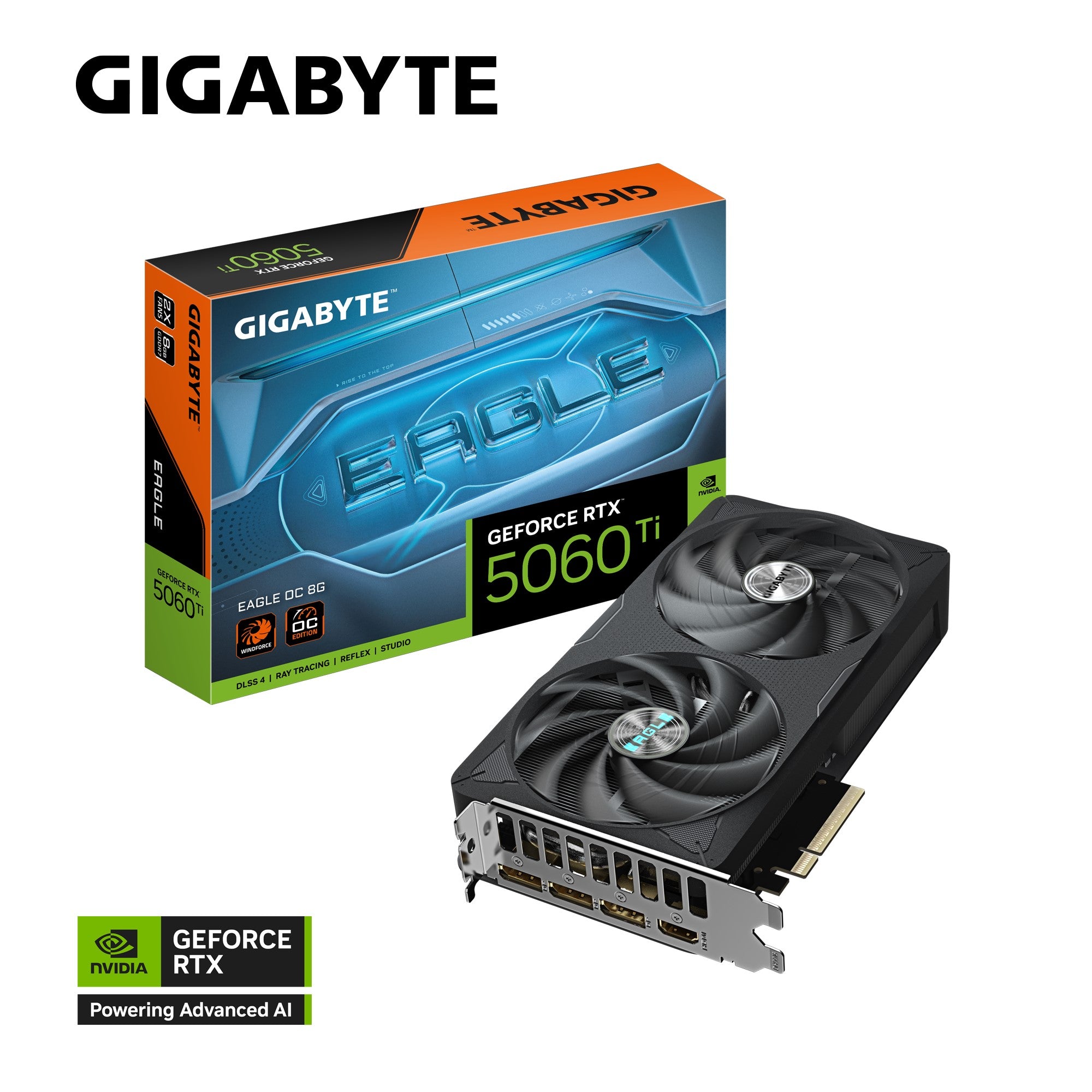 Gigabyte GeForce RTX 5060 Ti EAGLE OC 8G, 2617 MHz, CUDA TBD, 28 Gbps, GDDR7, 128 bit, PCI-E 5.0, PSU 650W, DisplayPort 2.1b *3 HDMI 2.1b *1 Gigabyte GeForce RTX 5060 Ti EAGLE OC 8G, 2617 MHz, CUDA TBD, 28 Gbps, GDDR7, 128 bit, PCI-E 5.0, PSU 650W, DisplayPort 2.1b *3 HDMI 2.1b *1